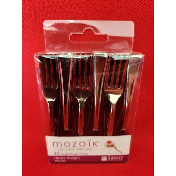 Mozaik 48 Appetizer Forks Heavy Weight Plastic - Picture 7 of 8